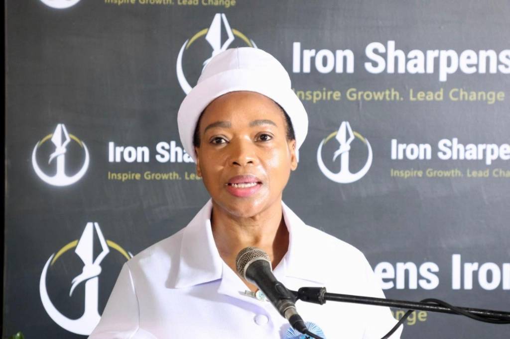 Speaker at the Iron Sharpens Iron podium
